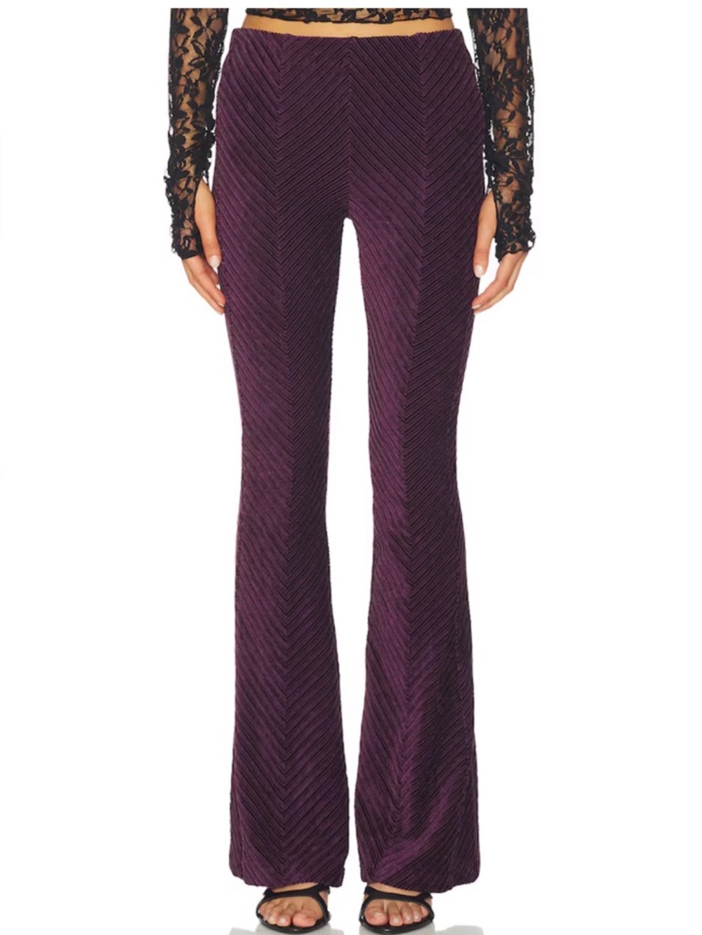 Free People Penny Pull On Velvet Pant in Vintage Grape XS - Picture 2 of 6